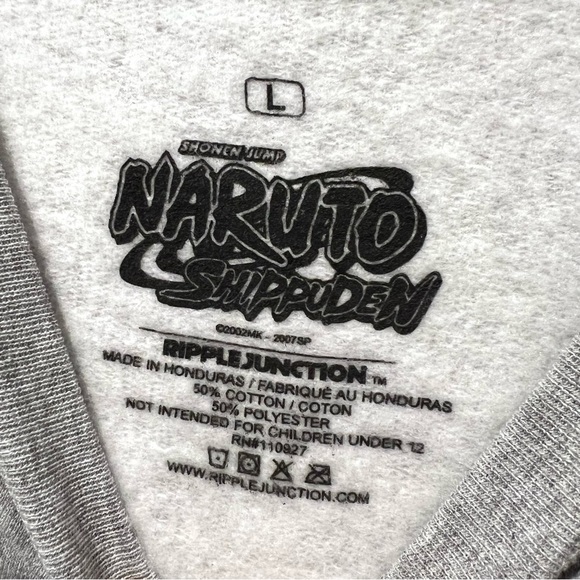 Naruto Shippuden Anime Ripple Junction Gray Mens Crewneck Sweatshirt Size Large - Picture 4 of 7